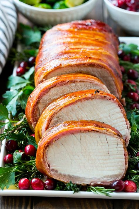 Bacon Wrapped Pork Loin Recipe | Bacon Wrapped Pork Roast | Grilled Pork Loin | Grilled Pork Recipe #bacon #pork #dinner #grilling #dinneratthezoo Pork Lion Recipes, Bacon Wrapped Pork Tenderloin Recipes, Pork Roasts, Bacon Wrapped Pork Loin, Wrapped Pork Tenderloin, Pork Tenderloin Oven, Pork Loin Recipe, Bacon Wrapped Pork Tenderloin, Oven Baked Bacon