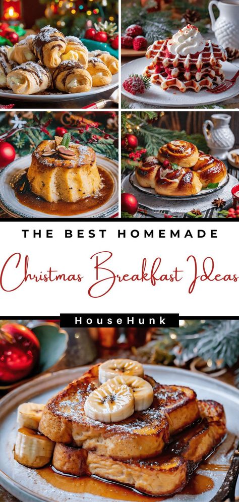 Elevate your Christmas breakfast with 15 stress-free recipes! Indulge in festive delights like gingerbread French toast bake, red velvet waffles, and baked peppermint donuts. Easy, delicious, and perfect for a joyous holiday morning. #ChristmasBreakfast #HolidayRecipes Christmas Breakfast Ideas French Toast, Christmas Morning Sweet Breakfast, Xmas Day Breakfast Ideas, Easy Xmas Breakfast Ideas, Festive Christmas Breakfast, Christmas Morning Make Ahead Breakfast, Christmas Brunch Party Food, Christmas Breakfast Bar Ideas, Kids Christmas Breakfast Ideas