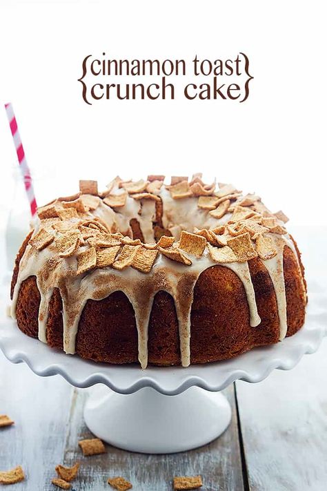 Cinnamon Toast Crunch Bundt Cake | Creme De La Crumb Cinnamon Toast Crunch Cake, Baked Cinnamon Toast, Cinnamon Toast Crunch Bars, Cinnamon Toast Recipe, Healthy French Toast Recipe, Crunch Recipe, Cinnamon Crunch, Crunch Cake, Cinnamon Toast Crunch