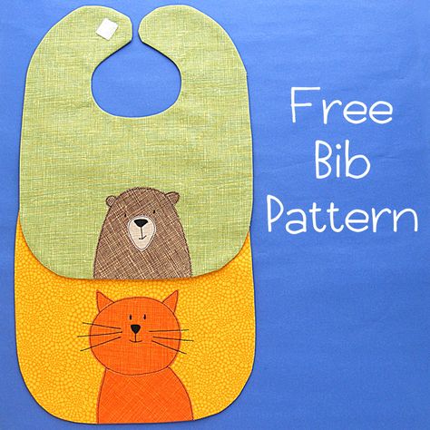 Baby Bib Pattern - adorable and free from Shiny Happy World Baby Bib Tutorial, Baby Bib Pattern, Baby Gifts To Make, Easy Baby Blanket, Baby Bibs Patterns, Diy Bebe, Bib Pattern, Adult Bibs, Baby Sewing Projects