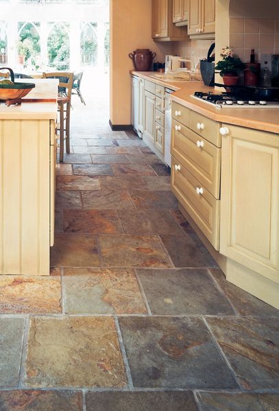 Reminds me of the slate floor in our old farmhouse. Beautiful & full of character! Slate Floors, Slate Floor, Kitchen Floor Tiles Ideas, Slate Flooring, Kitchen Floor Tile, Flooring Ideas, Kitchen Tile, Kitchen Redo, Kitchen Floor