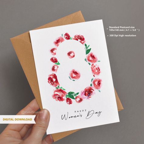 8 March Card Ideas Drawing, Women’s Day Cards, Womans Day Card Diy, Women's Day Crafts Ideas, Card For 8 Mart, 8th March Card, 8 March Drawing Ideas, Card For Women Day, Woman's Day Card