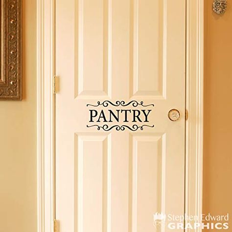 Amazon.com: Pantry with Scrolls Door Decal - Kitchen Wall Decor: Handmade Bathroom Door Decor, Pantry Door Decals, Laundry Decal, Pantry Decal, Wall Decals Laundry, Wall Decor Amazon, Kids Bathroom Wall Art, Kitchen Decals, Bathroom Vinyl