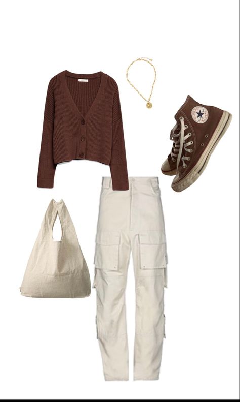 Fall Cargo Outfits Women, Cargo Pants Outfit School Appropriate, Cream Cargo Pant Outfit Women, Light Beige Cargo Pants Outfit, Khaki Cargo Pants Outfit Women, Cream Colored Pants Outfit, Outfits With Tan Pants, Khaki Shoes Outfit, Light Brown Cargo Pants Outfit