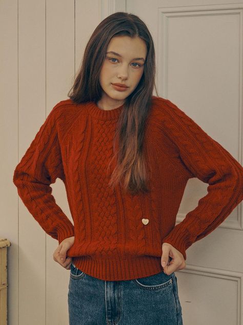 V Neck Cable Knit Sweater Outfit, Red Knitted Sweater Outfit, Red Cable Knit Sweater Outfit, Dark Red Sweater Outfit, Knit Wear Outfit, Cable Knit Sweater, Red Sweater, Cozy Red Knitted Top, Trendy Red Soft Knit Sweater