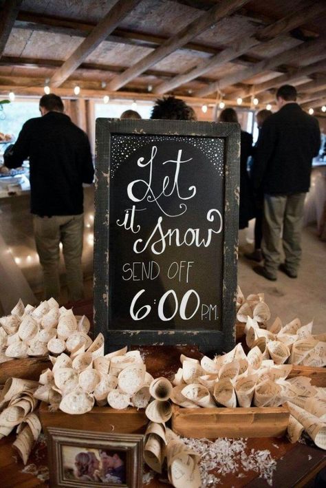 Instead of confetti, give your guests fake snow to send you off. Your guests will love this idea, especially if it's during the winter season.  #winterwedding #weddingideas #weddinginspiration #holidayseason Snow Send Off, Winter Wedding Ideas, Christmas Wedding Decorations, Snow Wedding, Wedding Send Off, Fake Snow, Festive Wedding, Winter Wedding Decorations, December Wedding