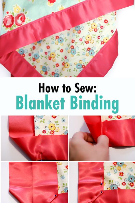 Satin Blanket Binding Tutorial, How To Sew Baby Blanket, Blanket Binding, Sew Blanket, Satin Blanket, Baby Blanket Tutorial, Diy Baby Blanket, Blanket Tutorial, Sewing Binding