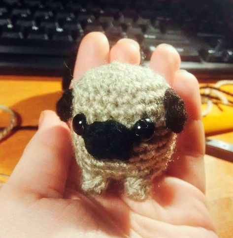 Hook and Stitch Crafts: Miniature Pug Pattern Crochet Amigurumi Keychain, Crochet Pug, Puppy Crochet, Amigurumi Keychain, Crochet Dog Patterns, Crochet Baby Boy, Crochet Amigurumi Free Patterns, Crochet Amigurumi Free, Crochet Keychain