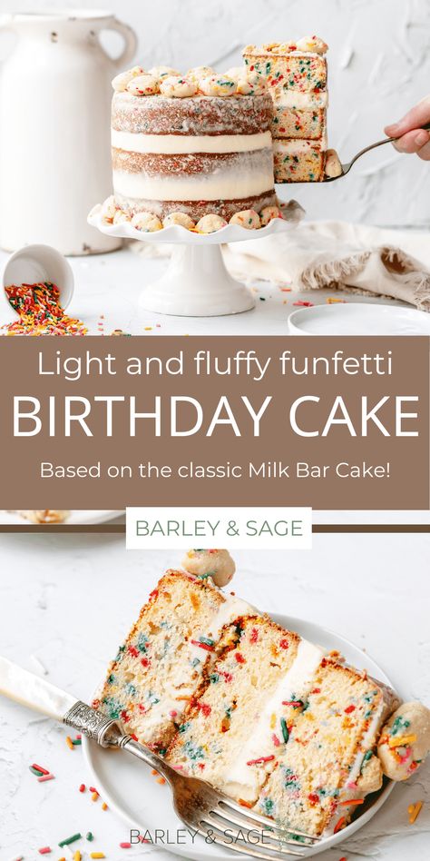 Sweetie Birthday Cake, Confetti Cake Recipes, Milk Bar Cake, Milk Bar Recipes, Milk Bar Birthday Cake, Funfetti Birthday Cake, Funfetti Birthday, 15th Birthday Cakes, Vanilla Cream Cheese Frosting