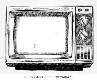 Hand Drawn Vintage TV Old Tv Drawing Art, Vintage Tv Tattoo, Old Tv Sketch, Tv Reference Drawing, Vintage Tv Drawing, Retro Tv Drawing, Old Tv Drawing, Television Drawing, Tv Sketch