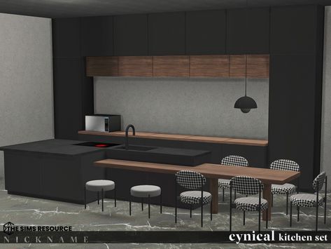 Sims 4 Kitchen Cabinets, Living Room Sims 4, Kitchen Set Cabinet, Sims 4 Kitchen, Resource Furniture, Kitchen Objects, Mod Furniture, Modern Bathroom Tile, Casas The Sims 4