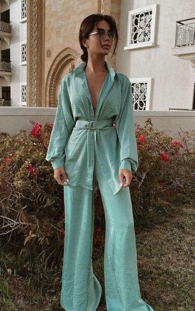 Flowy Suit Women, Funky Formal Outfit, Turquoise Outfits For Women, Wedding Guest Suit Women, 2 Piece Outfit Set Pants, Funky Formal, Casual Wedding Outfit, Wedding Guest Suits, Evening Party Outfit