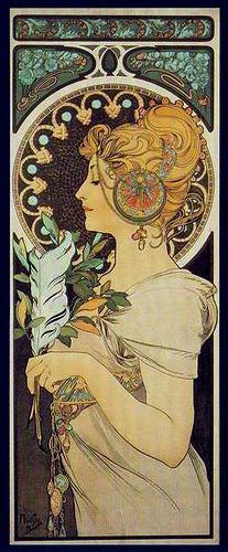 Mucha The pen 1899 by mpt.1607, via Flickr. The design of the circle in the background would make a beautiful tattoo? Art Nouveau Mucha, Illustration Art Nouveau, Alphonse Mucha Art, Design Art Nouveau, Mucha Art, Alfons Mucha, Art Nouveau Illustration, Art Nouveau Poster, Edgar Degas