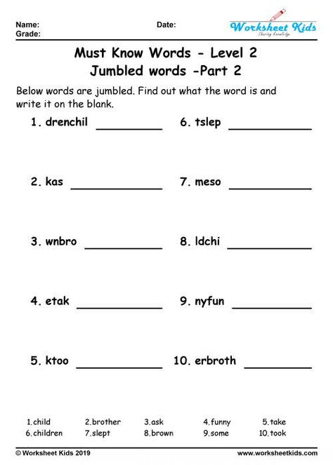 It’s for second grader who really need of improving the spelling of English words. it will assist your kids English vocabulary by unscramble words. Jumbled Sentences Worksheets For Grade 1, Vocabulary Worksheets For Grade 2, Jumbled Words Worksheets, Vocab Worksheets, Ukg Worksheet, Improve English Vocabulary, Sentence Formation, Prefix Worksheet, Worksheet For Class 2