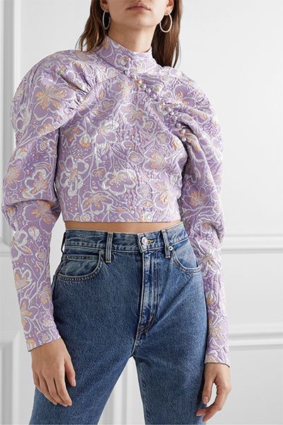 Brocade Top, Honeymoon Wear, Rotate Birger Christensen, English Lavender, Birger Christensen, Muslimah Fashion Outfits, Mock Neckline, Fashion Design Clothes, Kenneth Jay Lane