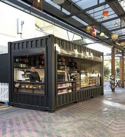 Shipping Container Restaurant, Shipping Container Cafe, Coffee Shop Counter, Container Coffee Shop, Container Home Designs, Street Food Design, Modern Coffee Shop, Container Restaurant, Container Cafe