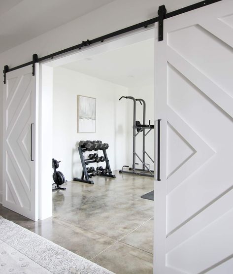 How to Build a Home Gym You’ll Actually Use Gym In Living Room Interior Design, Gym In Your House, Gyms In Houses, Home Gym And Living Room Combo, Basement Rec Room And Gym, Farmhouse Gym Room, Exercise Room Off Master, Home Gym Addition, Backyard Home Gym Ideas