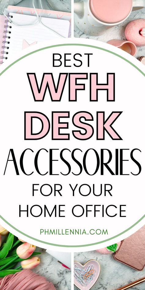 Cute Office Desk Accessories, Work Desk Organization, Wfh Desk, Wfh Office, Work Desk Decor, Work From Home Office, Desk Items, Cute Desk Accessories, Cute Office Decor