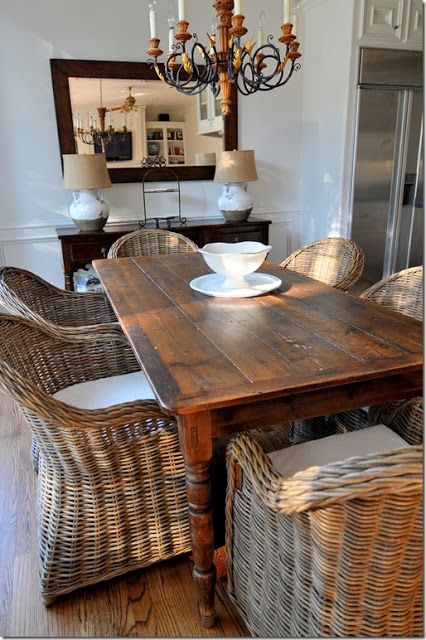 Fancy New Dining Table - Shine Your Light Old Kitchen Tables, Formal Dining Room Sets, Rustic Farm Table, Farm Dining Table, Farmhouse Dining Room Table, Casa Country, Wicker Chairs, Farmhouse Dining Room, Coastal Cottage