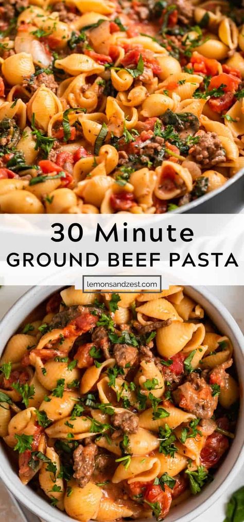 Ground Beef And Lettuce Recipes, Dinners With Spinach Healthy, Chop Meat Pasta Recipes, Pasta Dinner Recipes Ground Beef, Ground Meat Pasta, Ground Beef Vegetable Recipes, Turkey Meat Pasta Recipe, Turkey Meat Pasta, Pasta With Ground Beef And Spinach