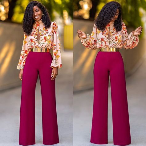 Pantsuit Outfit, Style Pantry, Burgundy Floral, Skirt Jumpsuit, Floral Color, Color Block, Jumpsuit, Lily, Pants