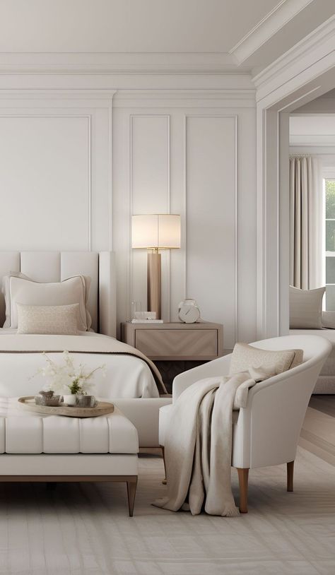 Classic Chic Bedroom, Small Luxe Bedroom, Modern Parisian Interior Bedroom, Parisian Interior Bedroom, Hotel Style Bedroom Master Suite, Classic Interior Design Bedroom, Modern European Bedroom, Luxury Hotel Room Bedroom Suites, French Contemporary Bedroom