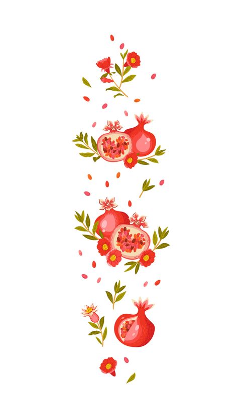 Nowruz Crafts, Pomegranate Drawing, Pomegranate Pattern, Pomegranate Art, Crewel Embroidery Patterns, Pomegranate Design, African Pattern Design, Artsy Background, Night Illustration