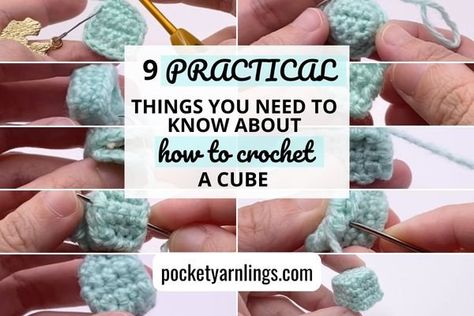 Crochet Cube Pattern Free, Crochet Cube, 3d Rectangle, Crochet Shapes, 2d And 3d Shapes, Cube Pattern, Crochet Borders, Crochet Square, Children's Toys