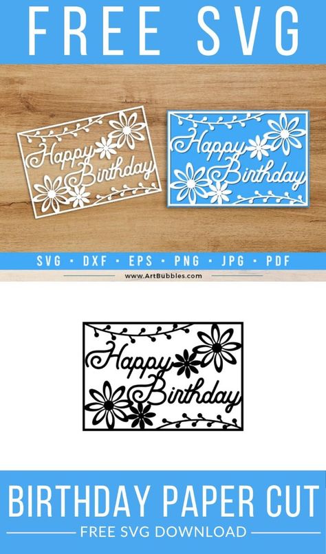 Birthday paper cut card SVG design, perfect for birthday greetings. You can use the design for lots of your projects, including greeting card, paper craft, scrapbooking, as a stencil and much more. Below you can discover our wedding invitation card designs, graphics and crafts. We currently have 828 different wedding invitation card items available on Creative Fabrica. Cricut Cards Free, Happy Birthday Svg Free, Birthday Svg Free, Cricket Joy, Joy Craft, Happy Birthday Svg, Paper Flower Arrangements, Cricut Birthday, 70th Birthday Card