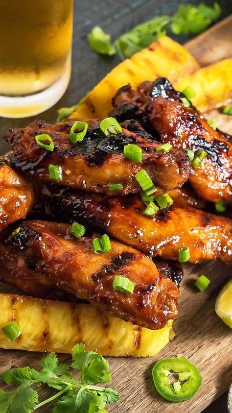 Pineapple Wing Sauce, Hawaiian Wing Sauce, Pineapple Soy Sauce Marinade, Hawaiian Chicken Marinade For The Grill, Hawaiian Wings, Honey Pineapple Grilled Chicken, Hawaiian Chicken Wings, Pineapple Wings, Hawaiian Huli Huli Chicken