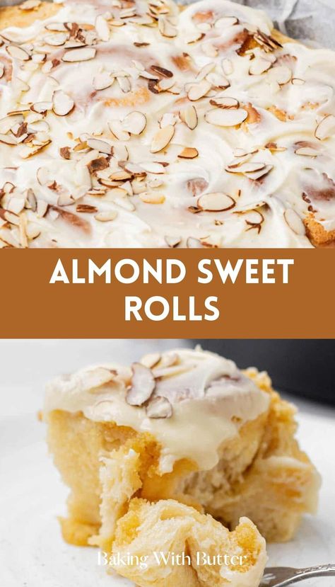 Enjoy the Luxurious Taste of Almond Sweet Rolls, perfect for a decadent breakfast or brunch. Almond Sweet Rolls, Breakfast Sweet Rolls, Almond Cinnamon Rolls, Almond Croissant Cinnamon Rolls, Breakfast Rolls Sweet, Almond Rolls Recipe, Sweet Roll Dough Recipe, Almond Croissant Recipe, Almond Treats