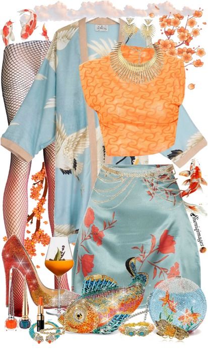 Koi Fish Festival Cocktails Outfit | ShopLook Koi Fish Outfit, Festival Cocktails, Cocktails Outfit, Koi Fish Dress, Fish Outfit, Christian Louboutin Nail Polish, Fish Fashion, Fish Dress, Teeth Shape