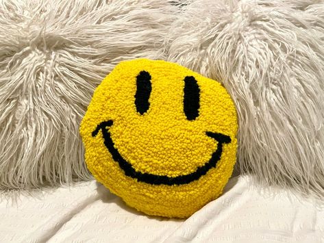 Danish Room Decor, Smiley Pillow, Smiley Face Pillow, Smiley Face Pillows, Evil Eye Pillow, Handmade Evil Eye, Face Pillow, Eye Pillow, Head Chain