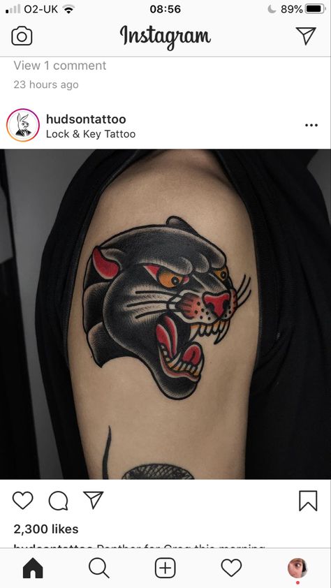 Panther Head, Traditional Tattoo Designs, Pink Tattoo, Panther Tattoo, Head Tattoo, Traditional Tattoo Design, Traditional Tattoo Art, Head Tattoos, American Traditional Tattoo