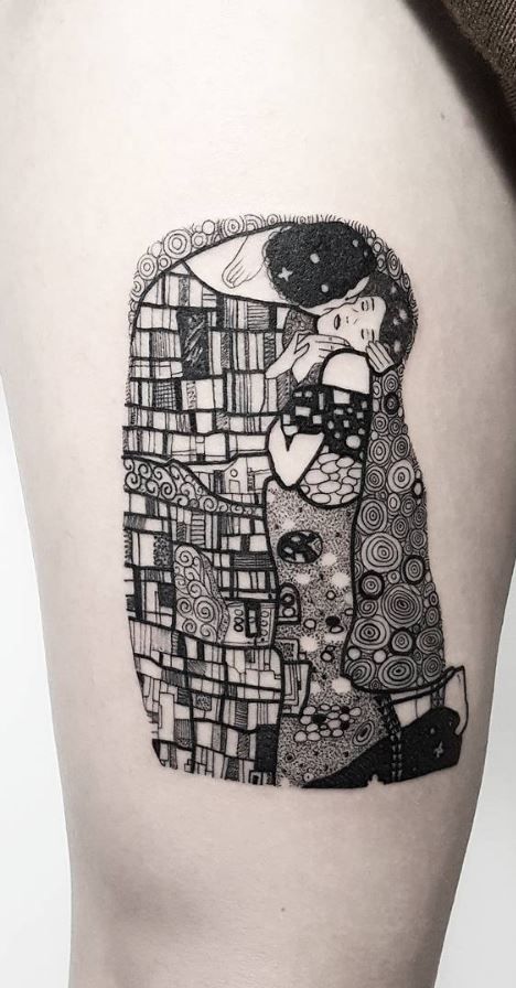 Gustav Klimt, The Kiss Tattoo The Kiss Tattoo, Gustav Klimt Tattoo, Klimt Tattoo, Kiss Tattoo, Klimt The Kiss, Kiss Tattoos, Tarot Tattoo, Painting Tattoo, 1 Tattoo