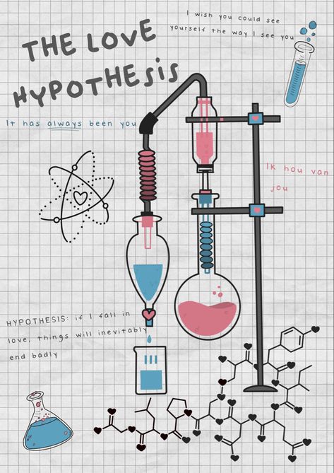 The love hypothesis poster Love Hypothesis Tattoo, Poster Books Aesthetic, Book Posters Design, Love Hypothesis Art, The Love Hypothesis Drawing, The Love Hypothesis Wallpaper, Love Hypothesis Bookmark, Book Poster Design, Love Hypothesis Aesthetic