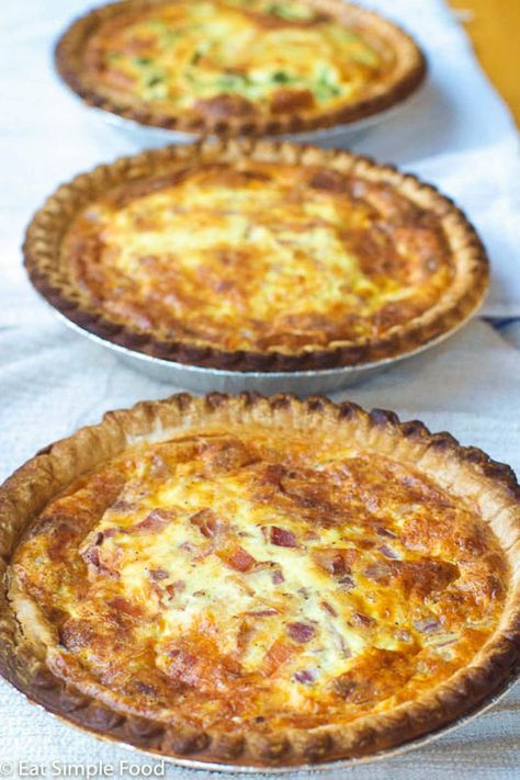 Swiss Cheese Quiche Recipe, Ham And Swiss Quiche, Swiss Cheese Quiche, Swiss Quiche, Bacon Quiche Recipe, Brunch Quiche, Cheese Quiche Recipe, Quiche Lorraine Recipe, Delicious Quiche