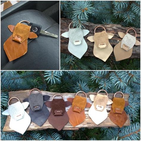 Crafts With Leather Scraps, Leather Scraps Ideas, Scrap Leather Projects, Leather Artwork, Joululahjat Diy, Leather Keyrings, Skin Craft, Handmade Leather Work, Highland Cow Gifts