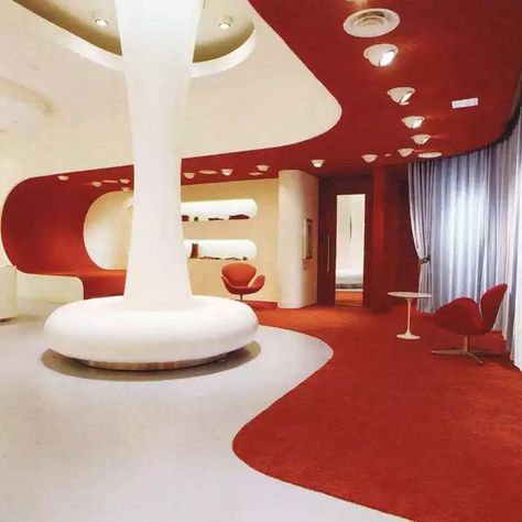 Retro Futurism Interior, Futurism Architecture, Space Age Interior, Retro Futuristic Interior, Futuristic Interior Design, 70s Interior Design, 80s Interior Design, 80s Interior, 70s Interior