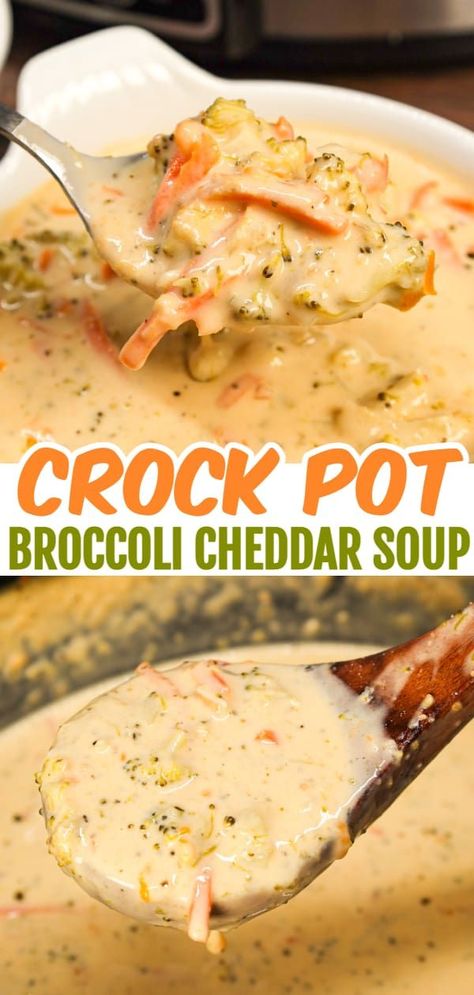 Crock Pot Broccoli Cheddar Soup, Broccoli Soup Crockpot, Crockpot Broccoli Cheddar Soup, Crock Pot Broccoli, Cream Soup Recipe, Easy Crockpot Soup, Cheesy Broccoli Soup, Broccoli Potato Soup, Cheddar Soup Recipe