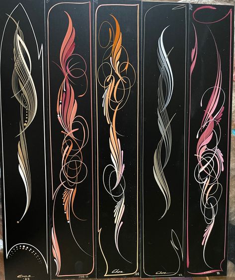 Pinstriping On Cars, Pinstripes On Cars, Pin Striping Art Design, Pinstriping Designs For Beginners, Pin Striping Art, Pinstripe Car, Motorcycle Pinstriping, Pinstripe Lettering, Folder Graphic Design