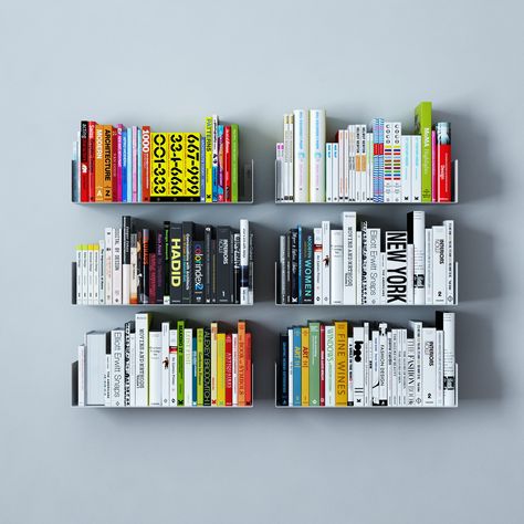 Free 2-day shipping on qualified orders over $35. Buy Wall Mount Metal U Shaped Modern Bookcase Floating Shelves By Wallniture Set of 6 White at Walmart.com Black Wall Shelves, Metal Floating Shelves, Floating Bookshelves, White Floating Shelves, Metal Bookcase, Metal Shelving Units, Shelving Solutions, Modern Room Decor, Modern Bookcase