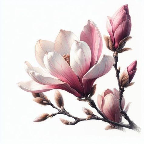 Painting Magnolia Flowers, Magnolia Artwork, Magnolia Flower Drawing, Magnolia Background, Paw Drawing, Wallpaper Crafts, Mural Art Design, Botanical Flower Art, Background Pink