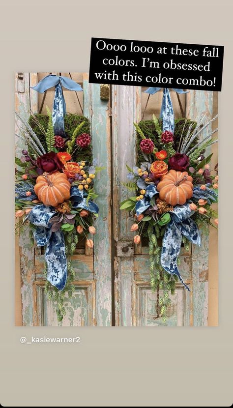 Fall To Christmas Decor, Fall Dinnerware, Diy Fall Wreath Ideas, Holiday Hacks, Fall Decor Wreaths, Fall Grapevine Wreaths, Fall Floral Arrangements, Fall Door Decorations, Fall Arrangements