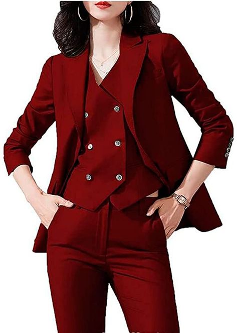 Womens Suit Vest, 80s Prom Dress, 80s Prom, Wedding Tuxedo, Set Plus Size, Plus Size Suits, Ladies Blazer, Woman Suit Fashion, Red Suit