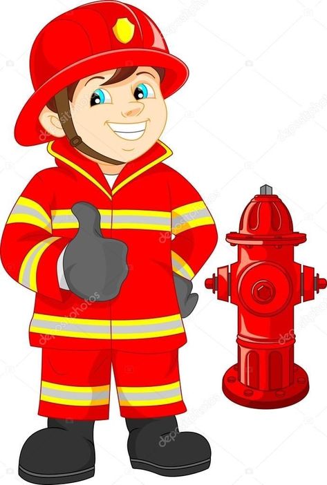 Fireman Art, Firefighter Clipart, Community Helpers Theme, Community Helper, Red Day, Fire Hydrant, Toddler Crafts, Free Coloring Pages, Fire Trucks