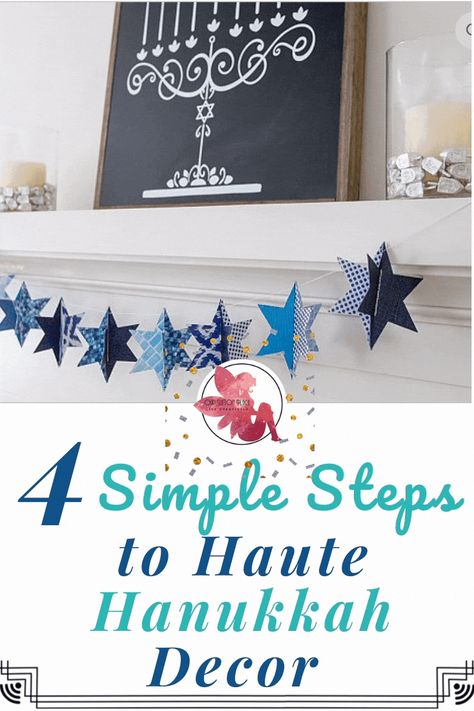 Gone are the days where you need to DIY your own Hanukkah decorations. In 4 easy steps, I’ll show you how to style your home with Haute Hanukkah Décor that is fun, functional, and family-friendly! These steps are great for traditional décor, boho homes, Farmhouse style and glitzy holiday décor. It’s easy, no muss, no fuss, just festive and light. #holidaydecor via @ShanaLouSutton Diy Chanukah Decorations, Hannakuh Decor Diy, Chanukah Decorations Decorating Ideas, Chanukka Decorations, Haunakka Decor, Chanukah Decorations Diy, Decorating For Hanukkah, Hanukkah Door Decorations For School, Diy Hannukah Decorations