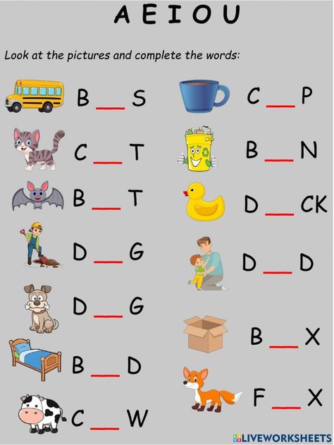 Reading Phonics Activities, Aeiou Worksheets, I Sound Words Worksheet, A Sound Words Worksheet, 3 Letter Words Worksheets, Consonants Worksheets, Letter Sounds Worksheets, Physical Activities For Preschoolers, Sequencing Activities Kindergarten