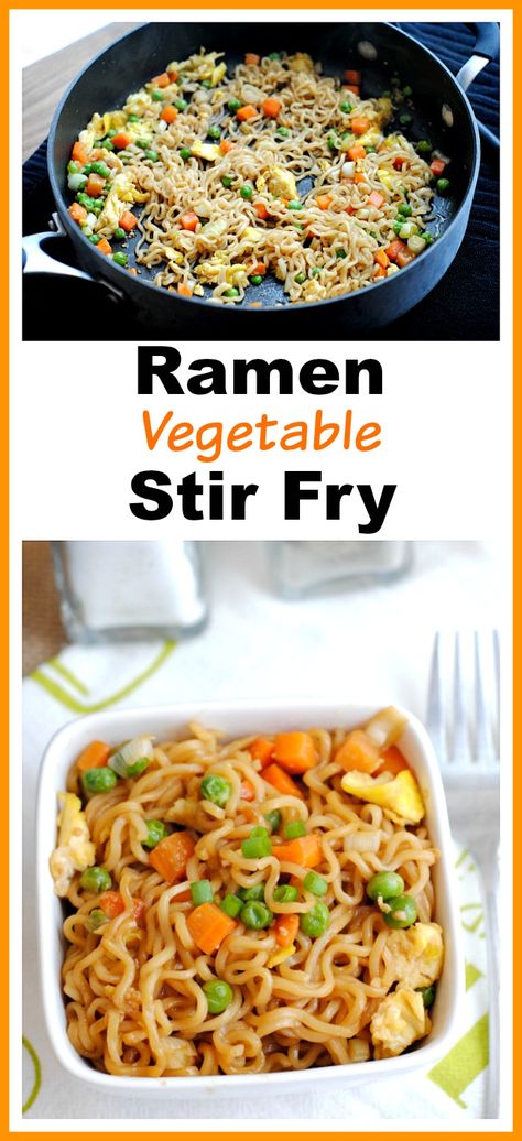 Quick + Easy Ramen Vegetable Stir Fry- Ramen can be used to make a healthy filling dish, if you know how to use it. Here's how to make a delicious ramen vegetable stir fry! It's so quick and easy to put it together, that it makes a great lunch or dinner for busy days! | veggies, healthy, noodles, #recipe #ramen #food #stirFry Quick Ramen, Delicious Ramen, Ramen Food, Healthy Noodles, Easy Ramen, Ramen Stir Fry, Noodle Recipes Easy, Ramen Noodle Recipes, Quick Dishes