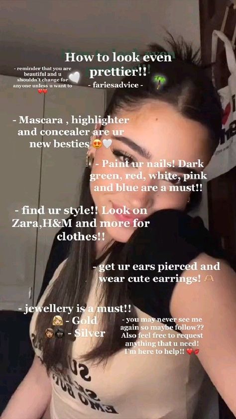 how to look more prettier 💋✨ How To Make Your Self Look Pretty Tips, How To Be Good Looking, How To Make Your Self Pretty, Ways To Make Notes Look Prettier, How To Look Better Naturally, How To Look Different Tips, How To Smile Prettier, How To Get More People To Like You, How To Look Cute Tips